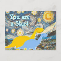 Starry Night Dinosaurs Postcard