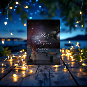 Starry Night Dockside Wedding QR Code Photo Invitation