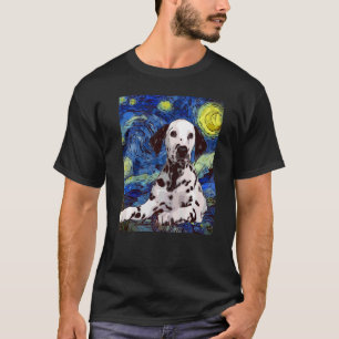 Starry Night Dotted Dalmatian Dog Painting Dog T-Shirt