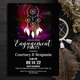 Starry Night Dream Catcher Engagement Party Invitation