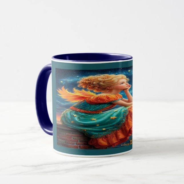 Starry Night Dreaming Fairy Magical Mug (Front Left)