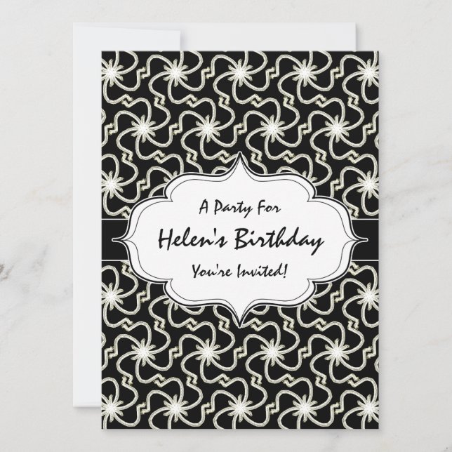 Starry Night Elegant Art Deco Starburst Pattern Invitation (Front)