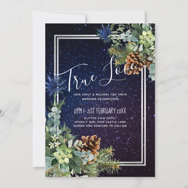 Starry Night Eucalyptus Blue Thistle WinterWedding (Front)