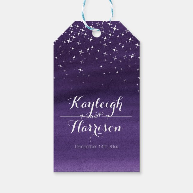 Starry night evening sky wedding gift tag (Front)