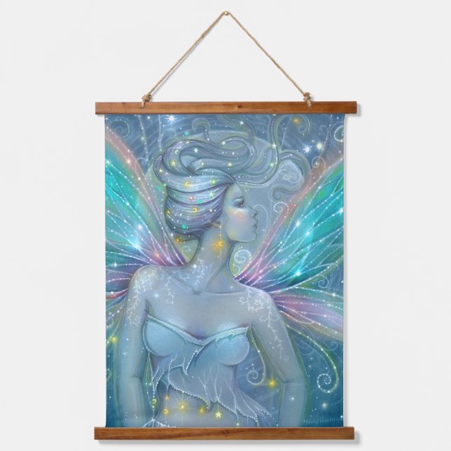 Starry Night Fairy Fantasy Art by Molly Harrison Hanging Tapestry (Front)