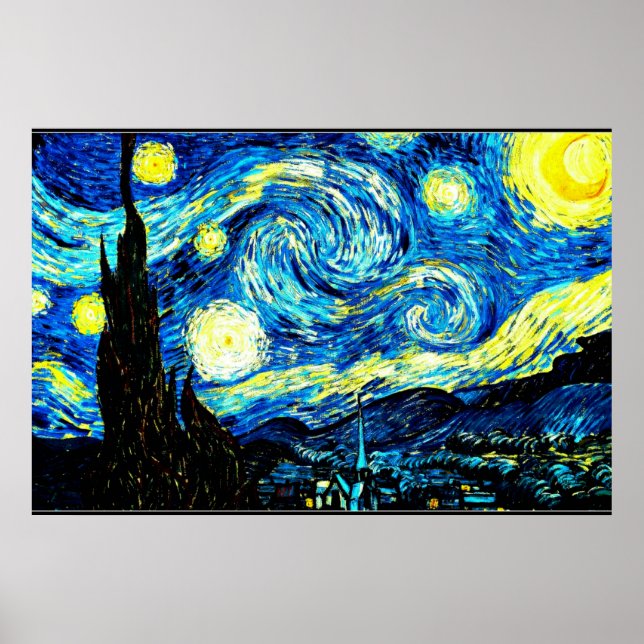 Starry Night, famous painting by Van Gogh Poster (Front)