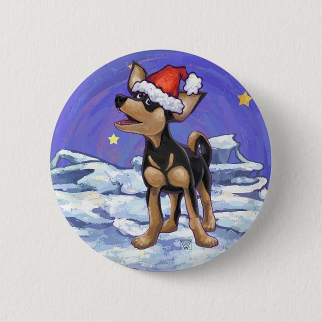 Starry Night Festive Chihuahua 6 Cm Round Badge (Front)