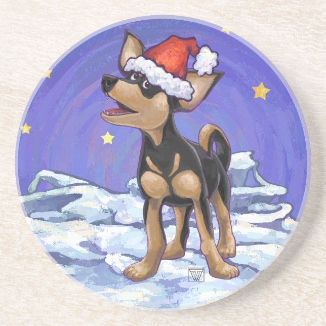 Starry Night Festive Chihuahua Coaster (Front)