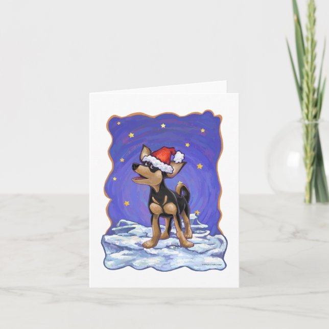 Starry Night Festive Chihuahua Holiday Card (Front)