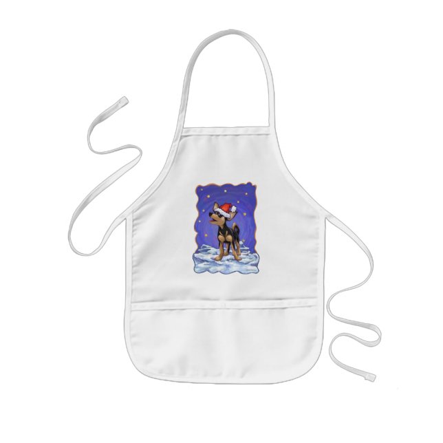 Starry Night Festive Chihuahua Kids Apron (Front)