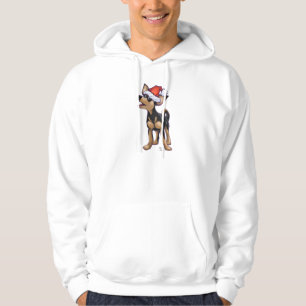 Starry Night Festive Chihuhua in Santa Hat Hoodie