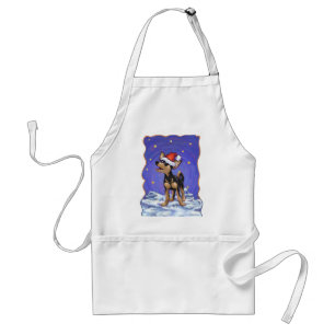 Starry Night Festive Chihuhua in Santa Hat Standard Apron