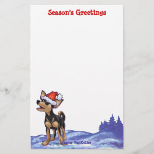 Starry Night Festive Chihuhua in Santa Hat Stationery