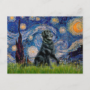 Starry Night - Flat Coated Retriever 2 Postcard
