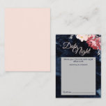 Starry Night Floral Wedding Date Night Advice Card<br><div class="desc">This Starry Night Floral wedding date night advice card inspires either a midnight summer theme or a dark winter of snow theme, making it a seasonally versatile design. The navy blue, almost black, watercolor with a celestial star or snowflake filled sky, combined with the pop of minimal pink flowers and...</div>