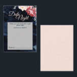 Starry Night Floral Wedding Date Night Advice Card<br><div class="desc">This Starry Night Floral wedding date night advice card inspires either a midnight summer theme or a dark winter of snow theme, making it a seasonally versatile design. The navy blue, almost black, watercolor with a celestial star or snowflake filled sky, combined with the pop of minimal pink flowers and...</div>