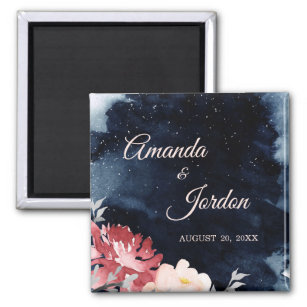 Starry Night Floral Wedding Magnet