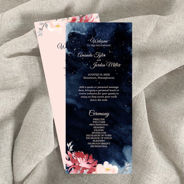 Starry Night Floral Wedding Program (Creator Uploaded)