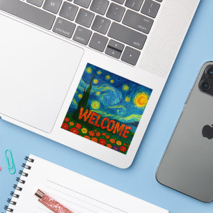 Starry Night Floral Welcome Artistic Design