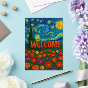Starry Night Floral Welcome Artistic Design Acrylic Invitations