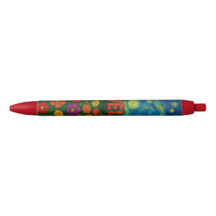 Starry Night Floral Welcome Artistic Design Black Ink Pen