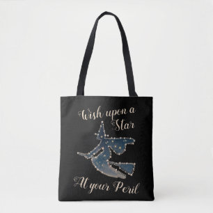 Starry Night Flying Witch Tote Bag