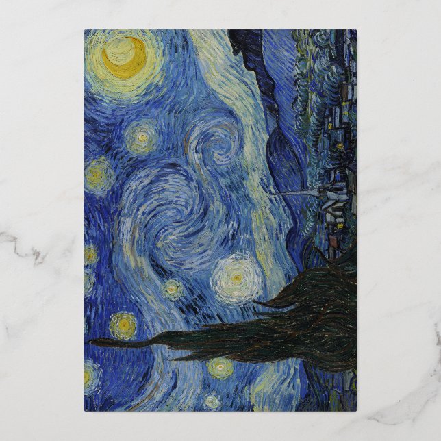 Starry Night Foil Holiday Card (Front)