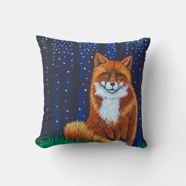 Starry Night Fox Cushion (Front)