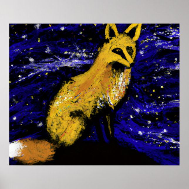 STARRY NIGHT FOX I | CURIOUS GAZE POSTER (Front)
