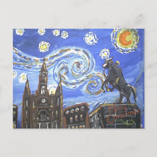 Starry Night French Quarter Holiday Postcard (Front)