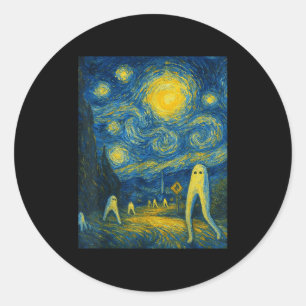 Starry Night Fresno Nightcrawler Van Gogh Hallowee Classic Round Sticker