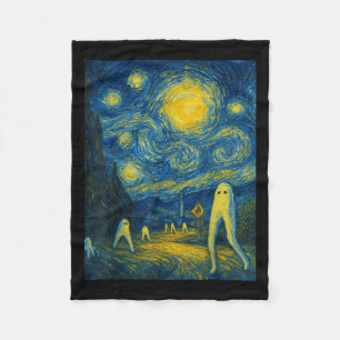 Starry Night Fresno Nightcrawler Van Gogh Hallowee Fleece Blanket