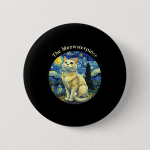 Starry Night Funny Cat The Meowsterece Van Gogh Hu 6 Cm Round Badge