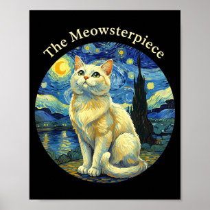 Starry Night Funny Cat The Meowsterece Van Gogh Hu Poster