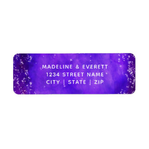 Starry Night Galaxy Purple Wedding Return Address Label