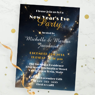 Starry Night Galaxy Theme New Year's Eve Party Invitation