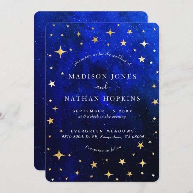 Starry Night Galaxy Wedding Invitation (Front/Back)