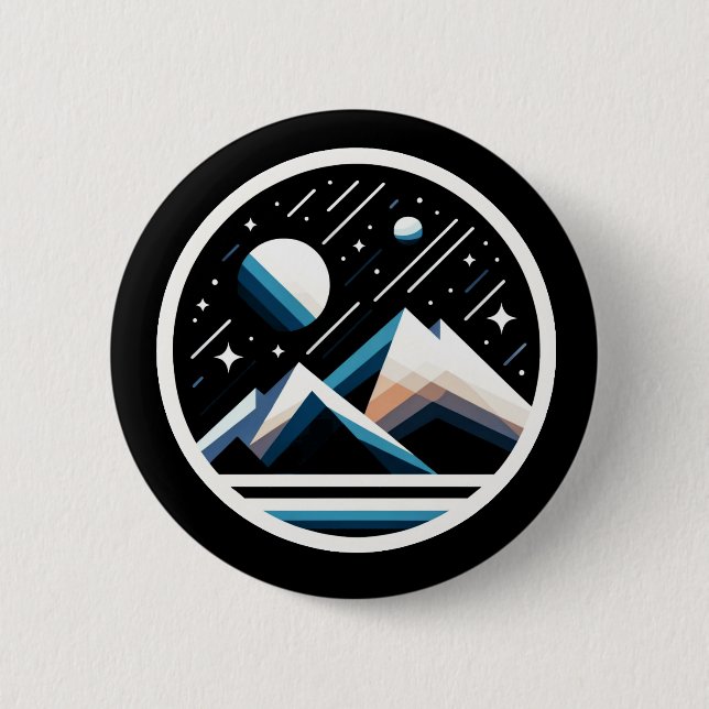 Starry Night Geometric Mountains - Contemporary  6 Cm Round Badge (Front)