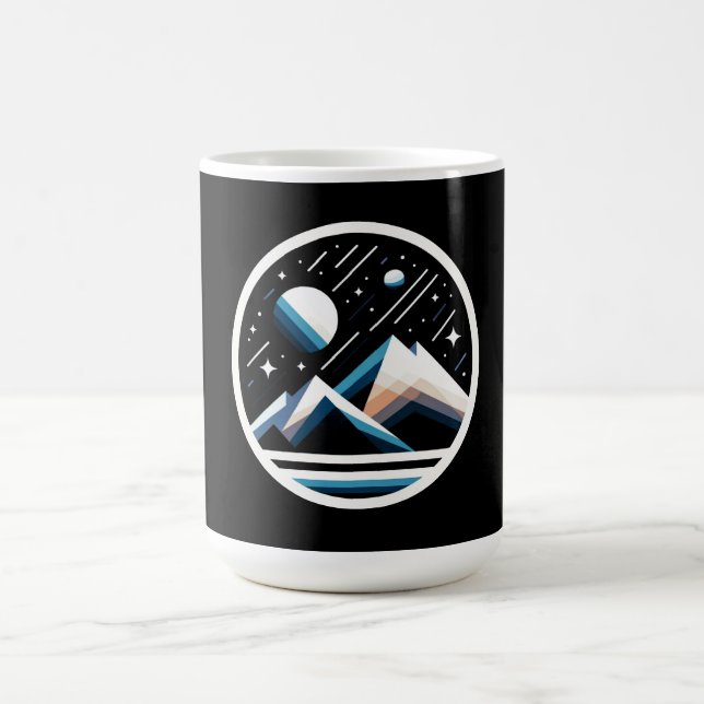 Starry Night Geometric Mountains - Contemporary  Coffee Mug (Center)