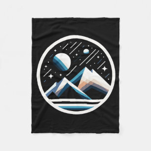 Starry Night Geometric Mountains - Contemporary  Fleece Blanket