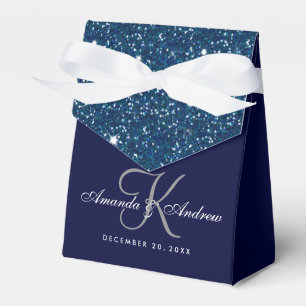 Starry Night Glitter Monogram Wedding Favour Box