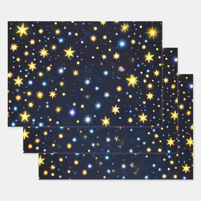 Starry Night Glow Matte Wrapping Paper Set of 3 (Set)