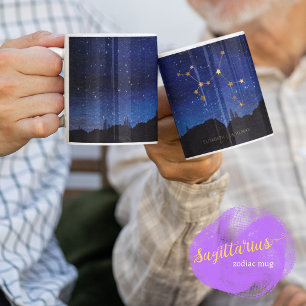 Starry Night Gold Sagittarius Zodiac Constellation Coffee Mug