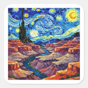Starry Night Grand Canyon Arizona Square Sticker