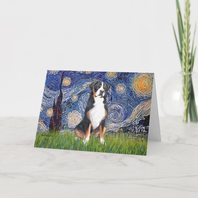 Starry Night-Greater Swiss Mountain Dog Card (Front)