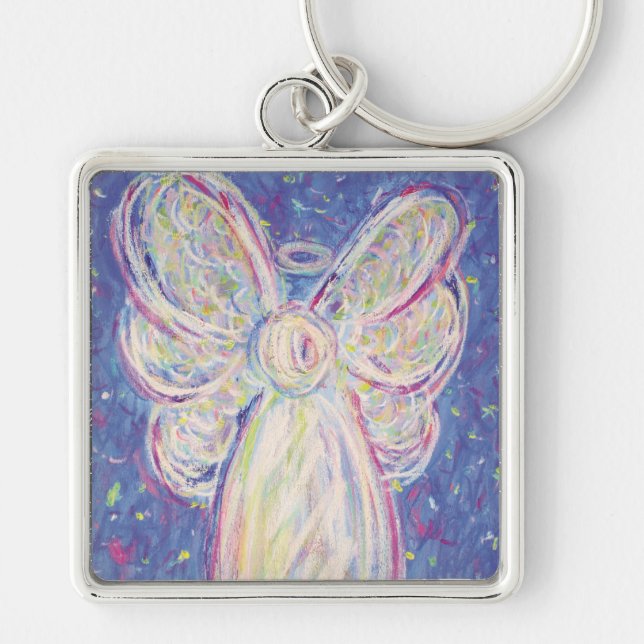 Starry Night Guardian Angel Art Custom Keychains (Front)