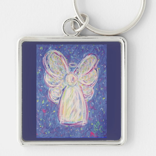 Starry Night Guardian Angel Art Custom Keychains (Front)