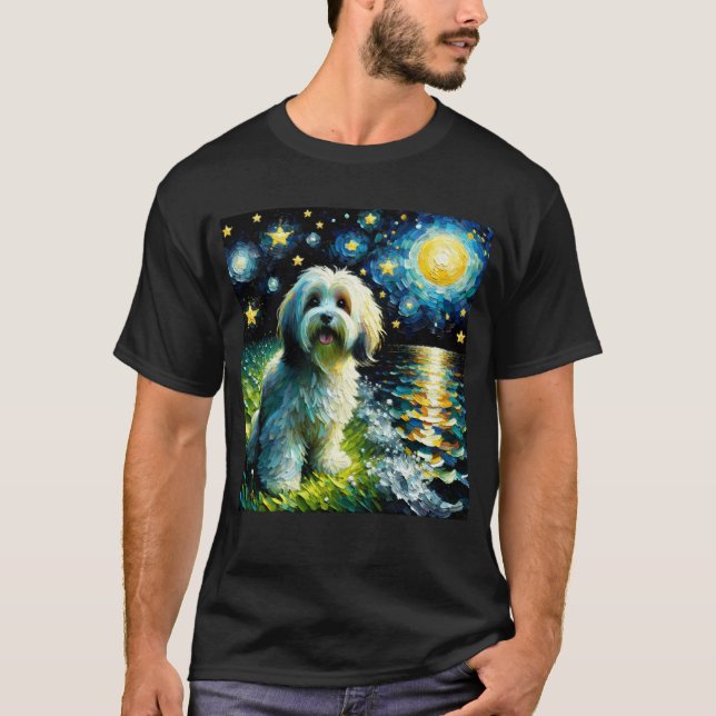 Starry Night Havanese Dog Van Gogh Lover T-Shirt (Front)