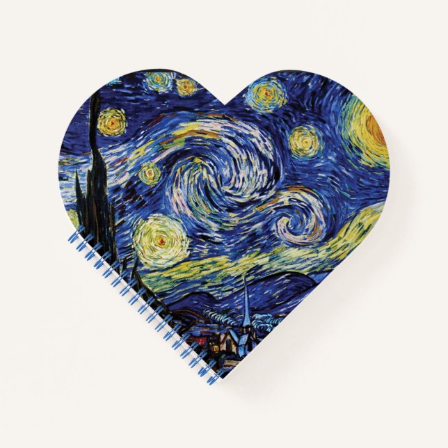 Starry Night Heart-Shaped Notebook (Front)