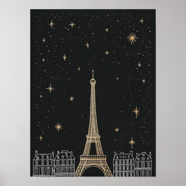 Starry Night I Paris Eiffel Tower Poster (Front)